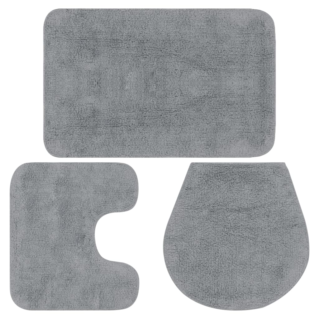 Berkfield Bathroom Mat Set 3 Pieces Fabric Grey