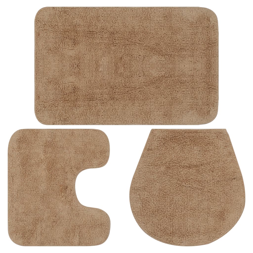 Berkfield Bathroom Mat Set 3 Pieces Fabric Beige