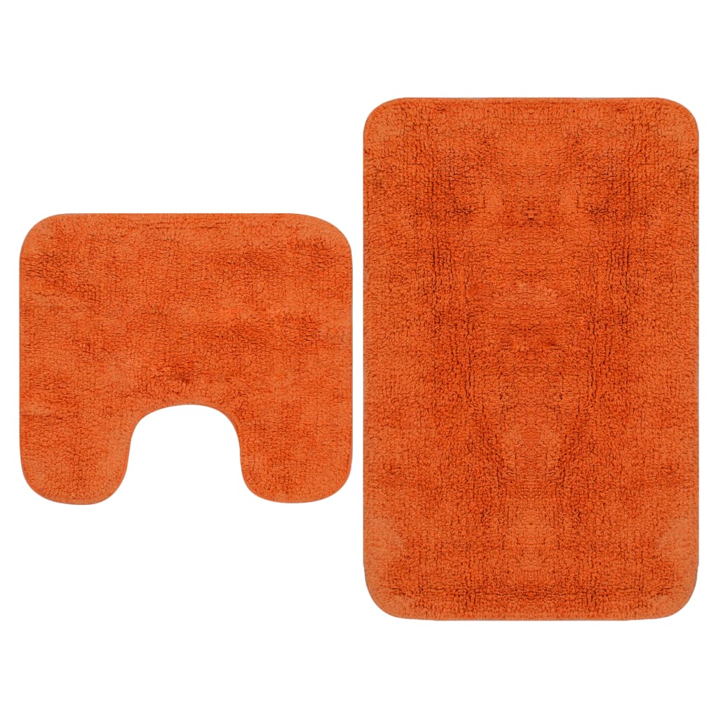 Berkfield Bathroom Mat Set 2 Pieces Fabric Orange