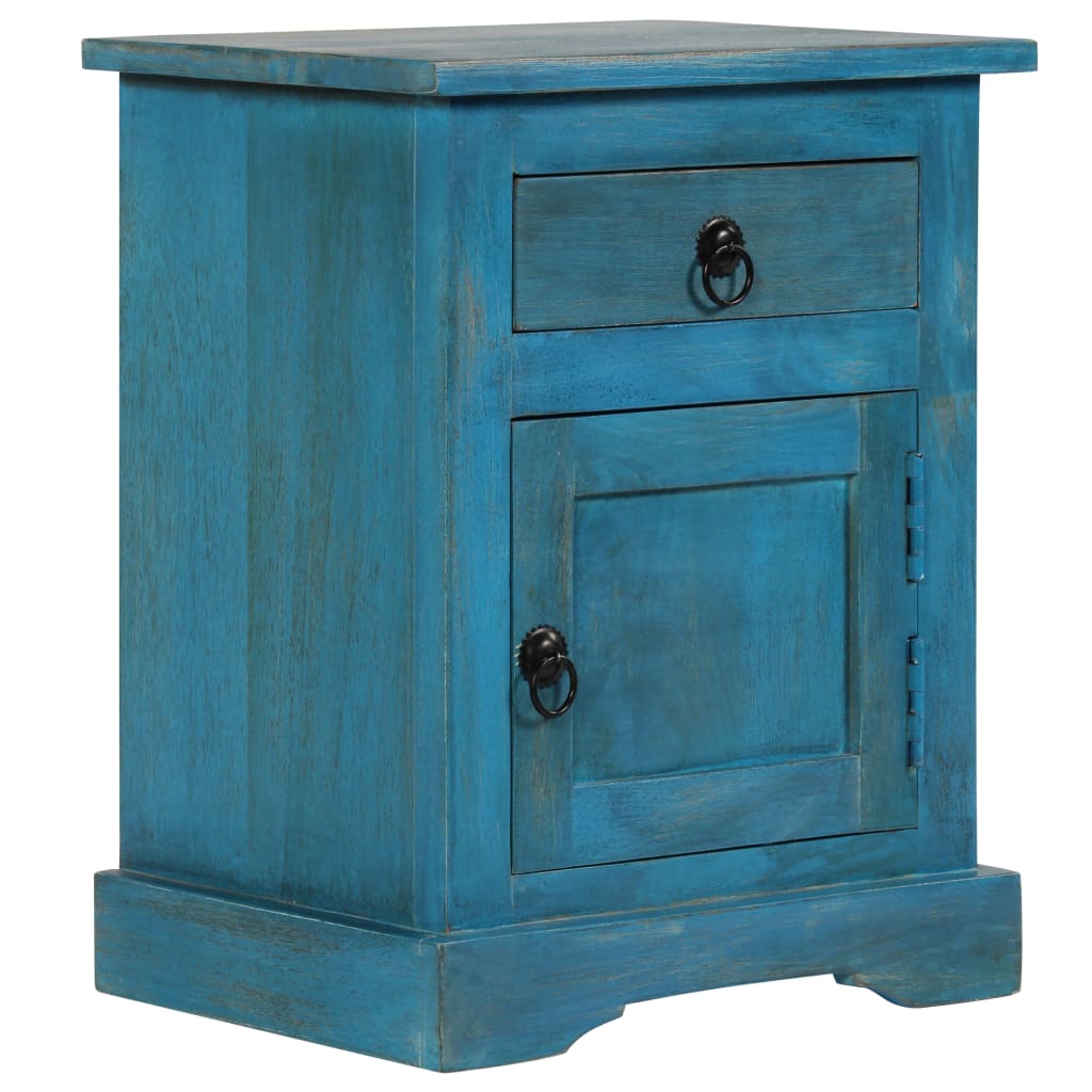 Berkfield Bedside Table Solid Mango Wood 40x30x50 cm Blue