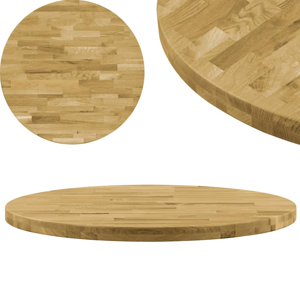Berkfield Table Top Solid Oak Wood Round 44 mm 900 mm