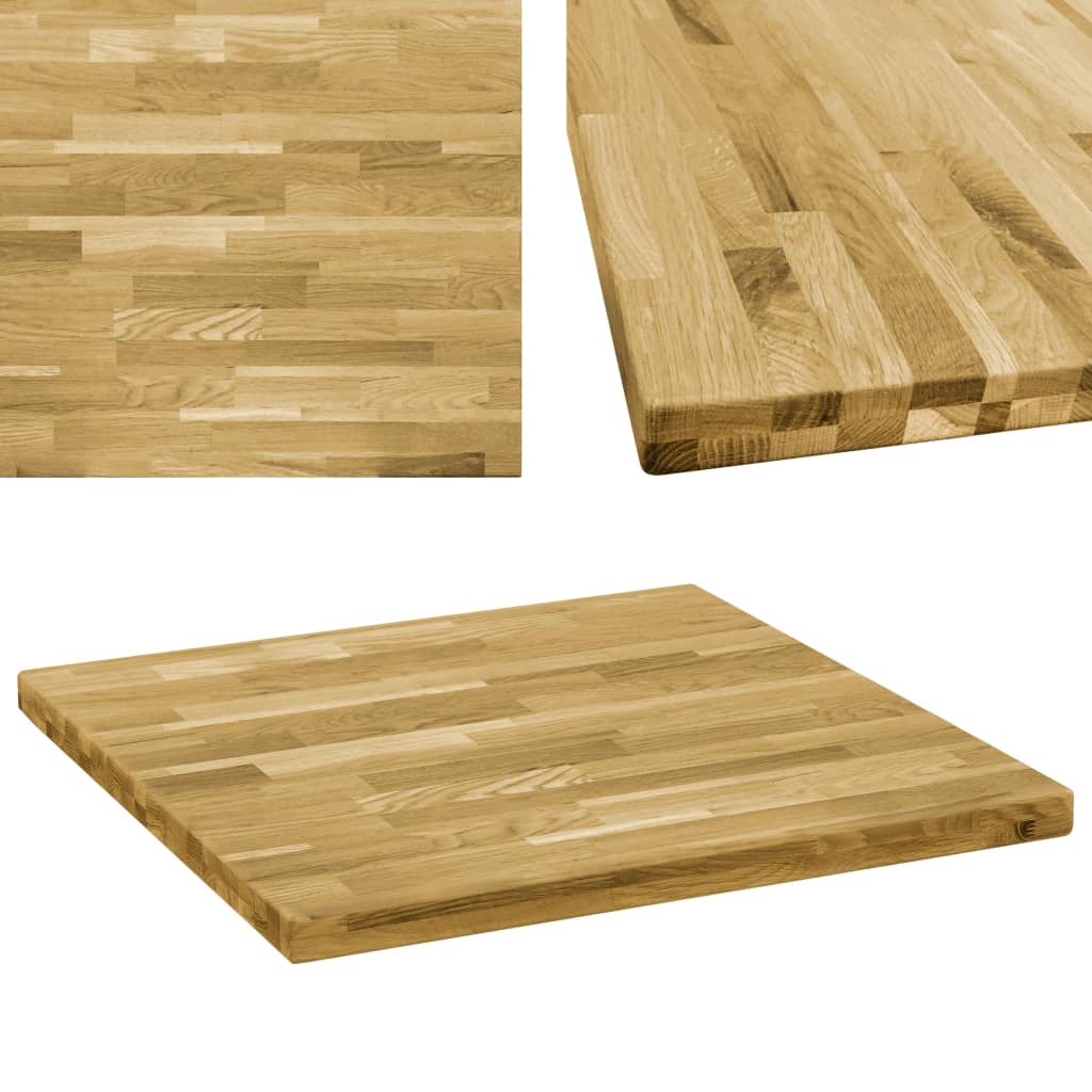 Berkfield Table Top Solid Oak Wood Square 44 mm 70x70 cm