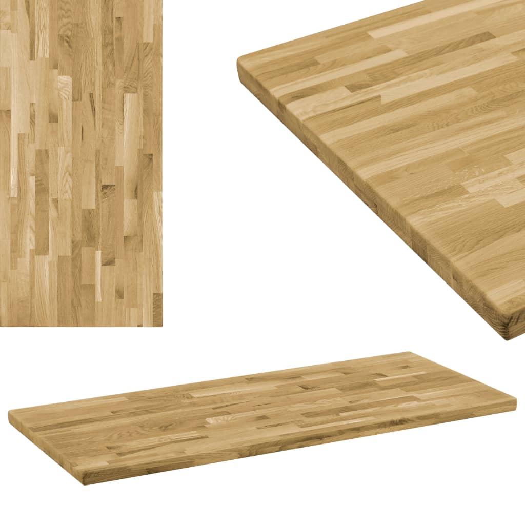 Berkfield Table Top Solid Oak Wood Rectangular 44 mm 120x60 cm