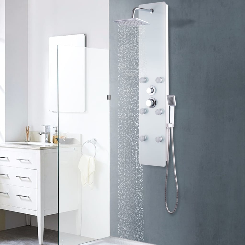 Berkfield Shower Panel Unit Glass 25x44.6x130 cm White
