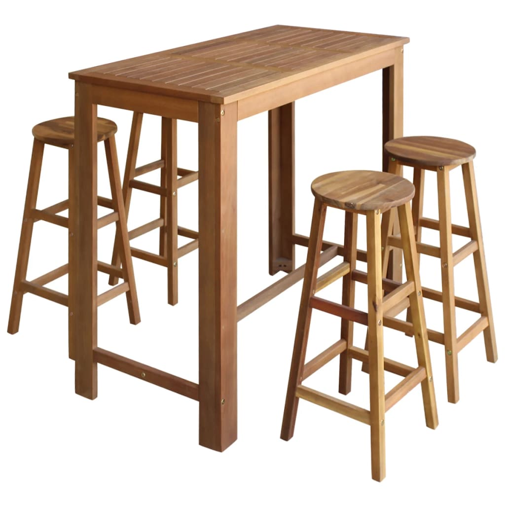 Berkfield Bar Table and Stool Set 5 Pieces Solid Acacia Wood