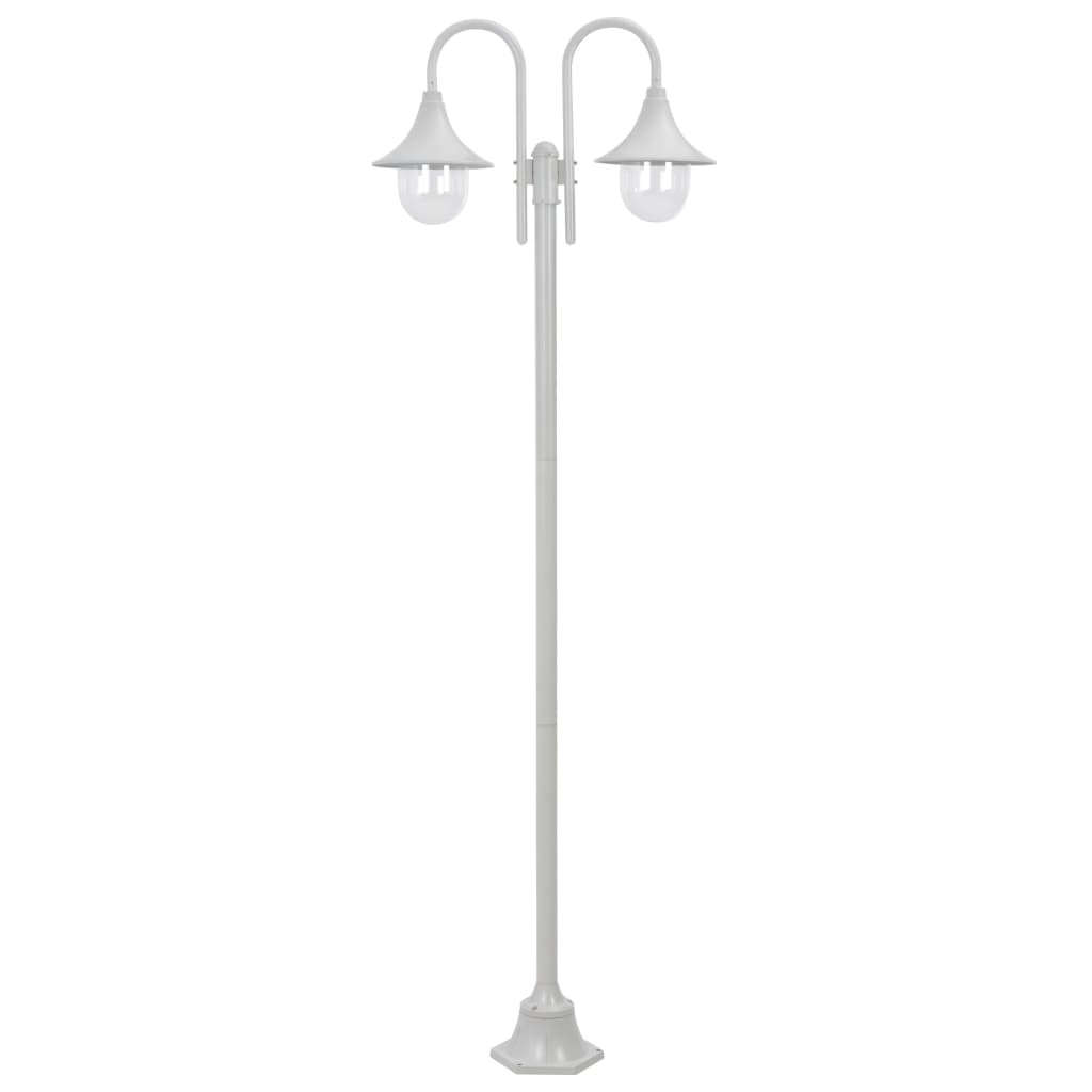 Berkfield Garden Post Light E27 220 cm Aluminium 2-Lantern White