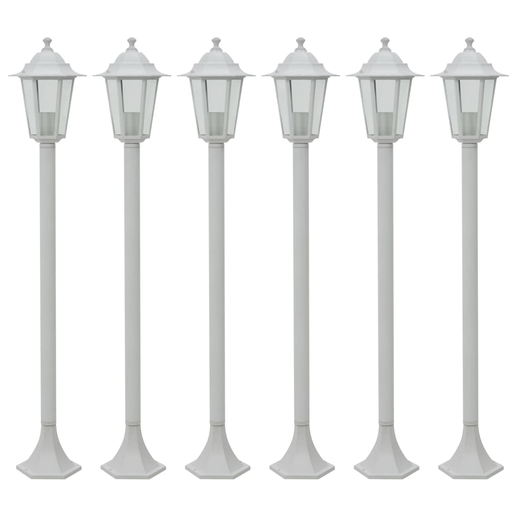 Berkfield Garden Post Lights 6 pcs E27 110 cm Aluminium White