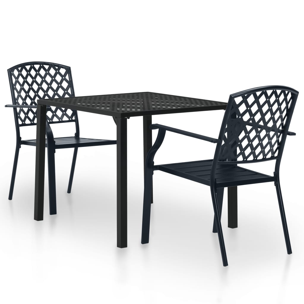 Berkfield 3 Piece Bistro Set Steel Black