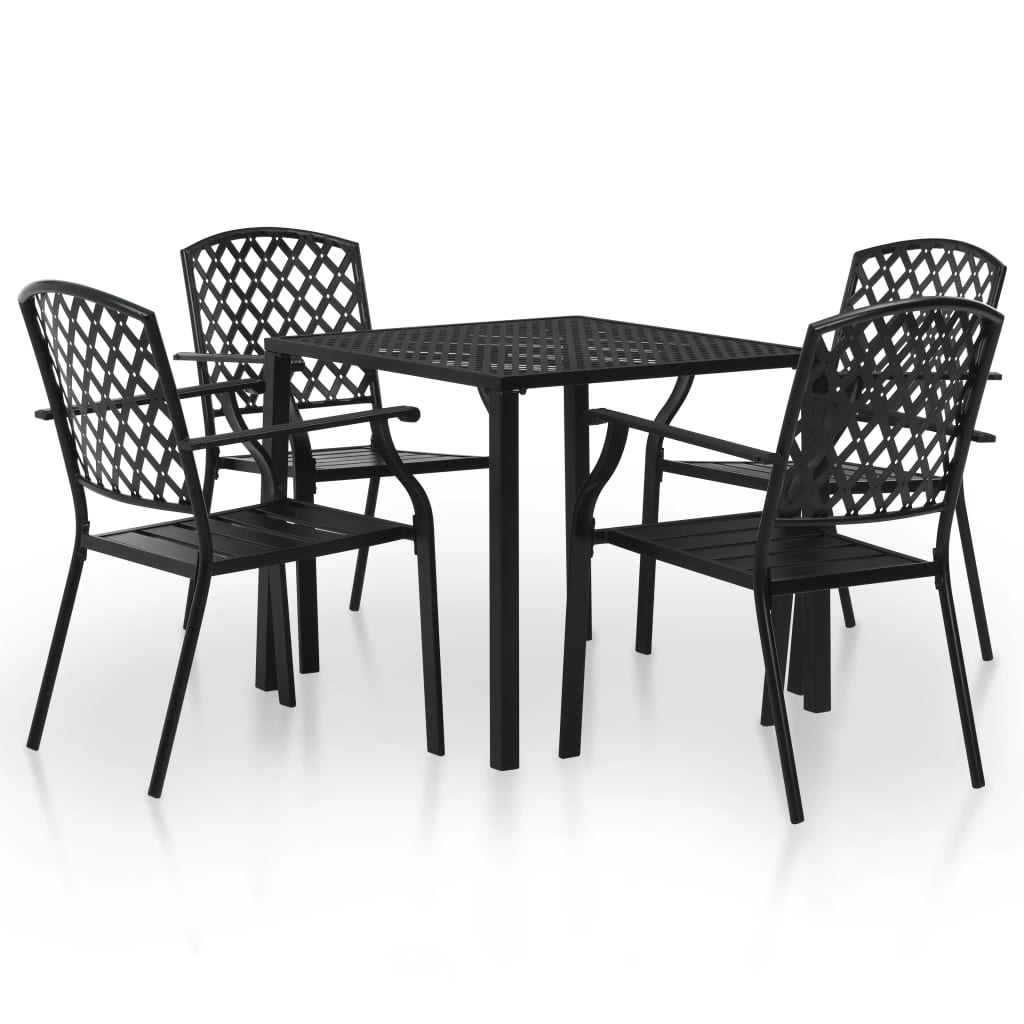 Berkfield 5 Piece Outdoor Dining Set Steel Black