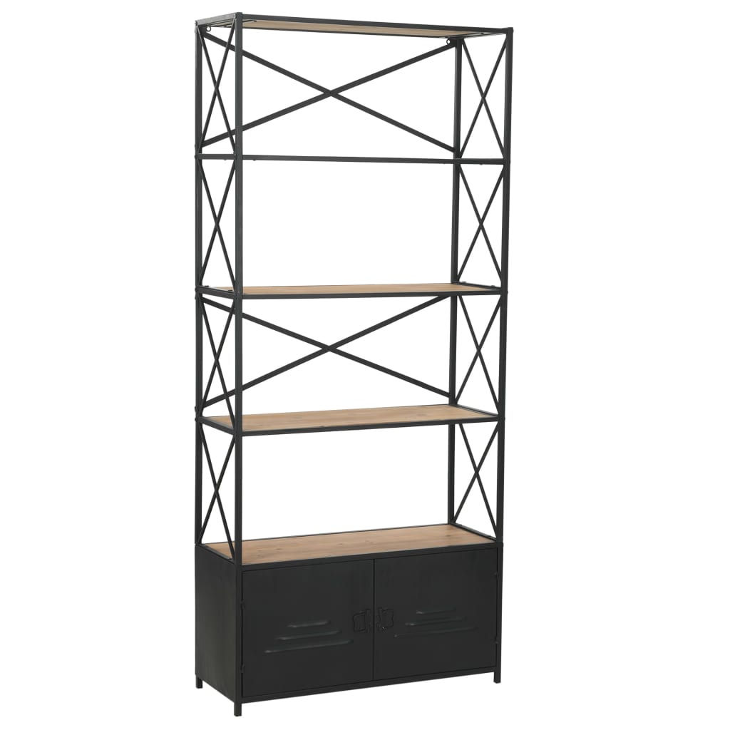 Berkfield Bookcase Solid Firwood and Steel 80x32.5x180 cm