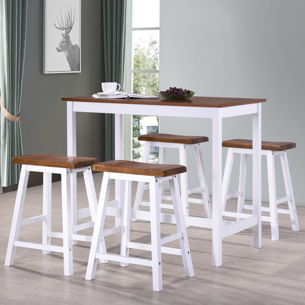 Berkfield Bar Table and Stool Set 5 Pieces Solid Wood