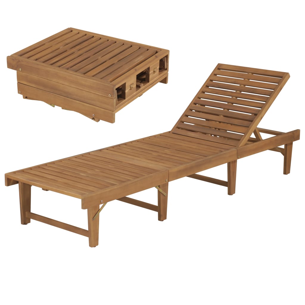 Berkfield Folding Sun Lounger Solid Acacia Wood