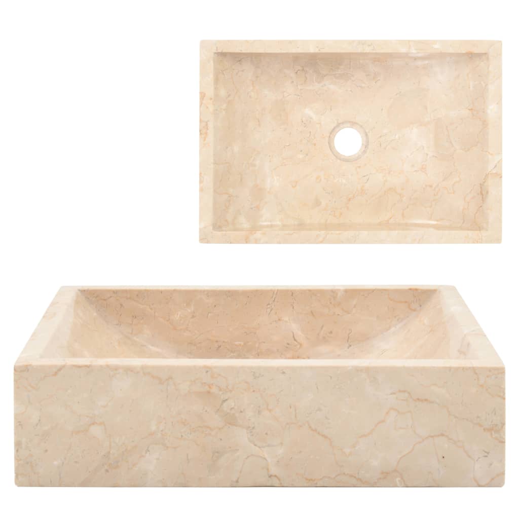 Berkfield Sink 45x30x12 cm Marble High Gloss Cream