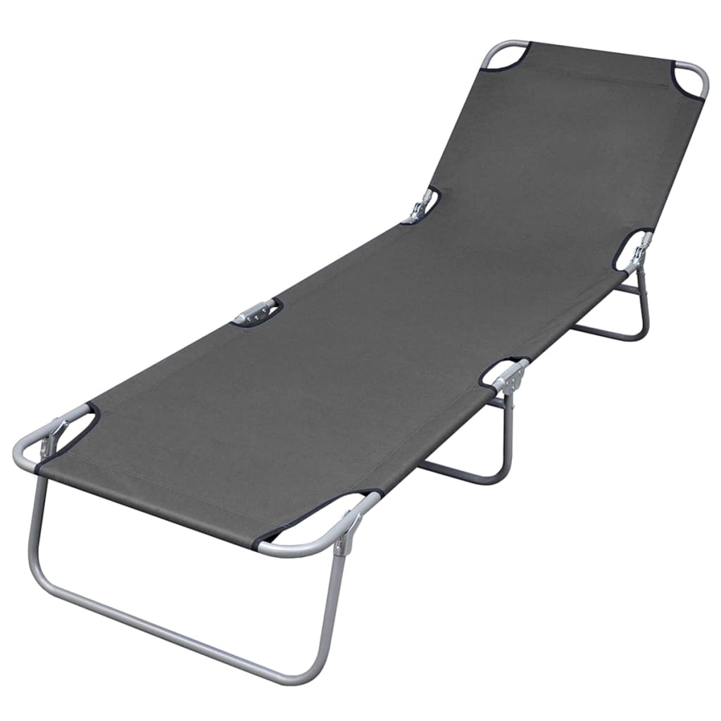 Berkfield Foldable Sunlounger with Adjustable Backrest Grey