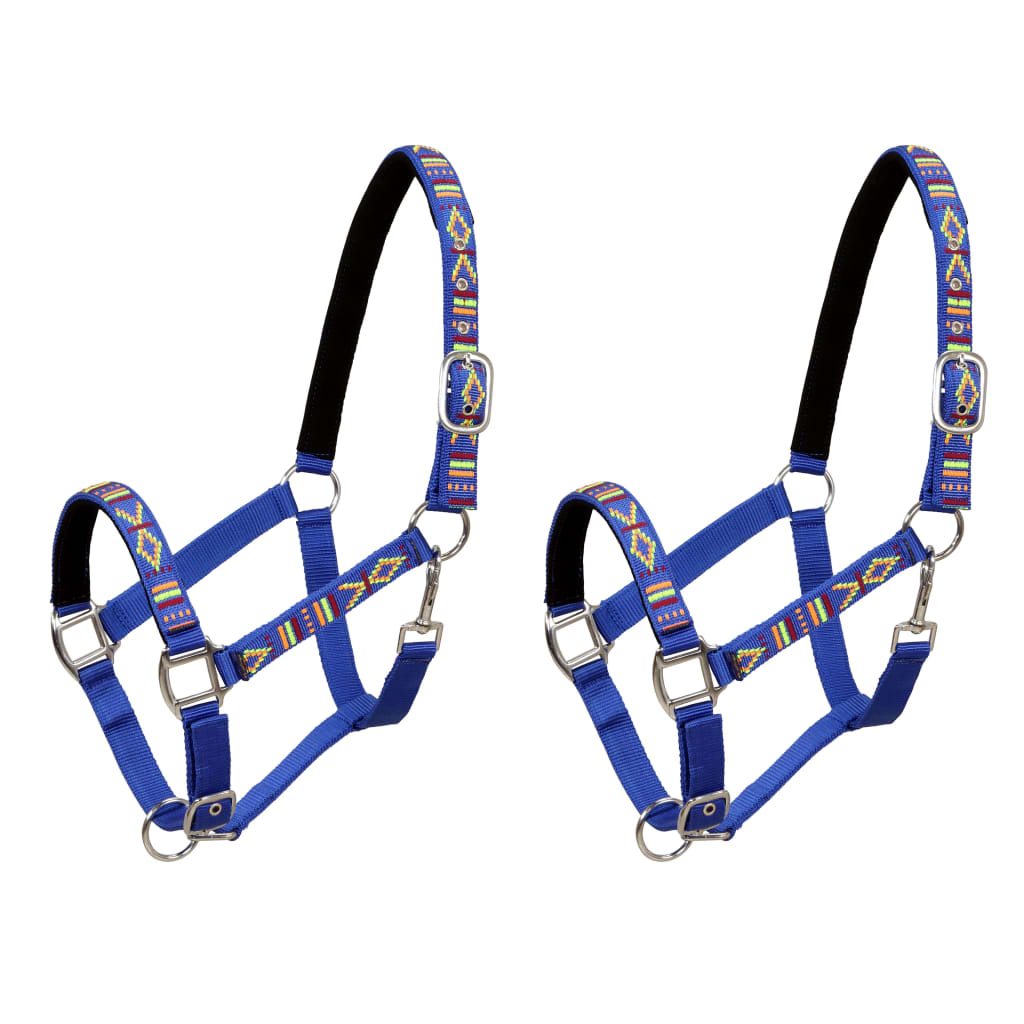 Berkfield Head Collars 2 pcs for Horse Nylon Size Cob Blue