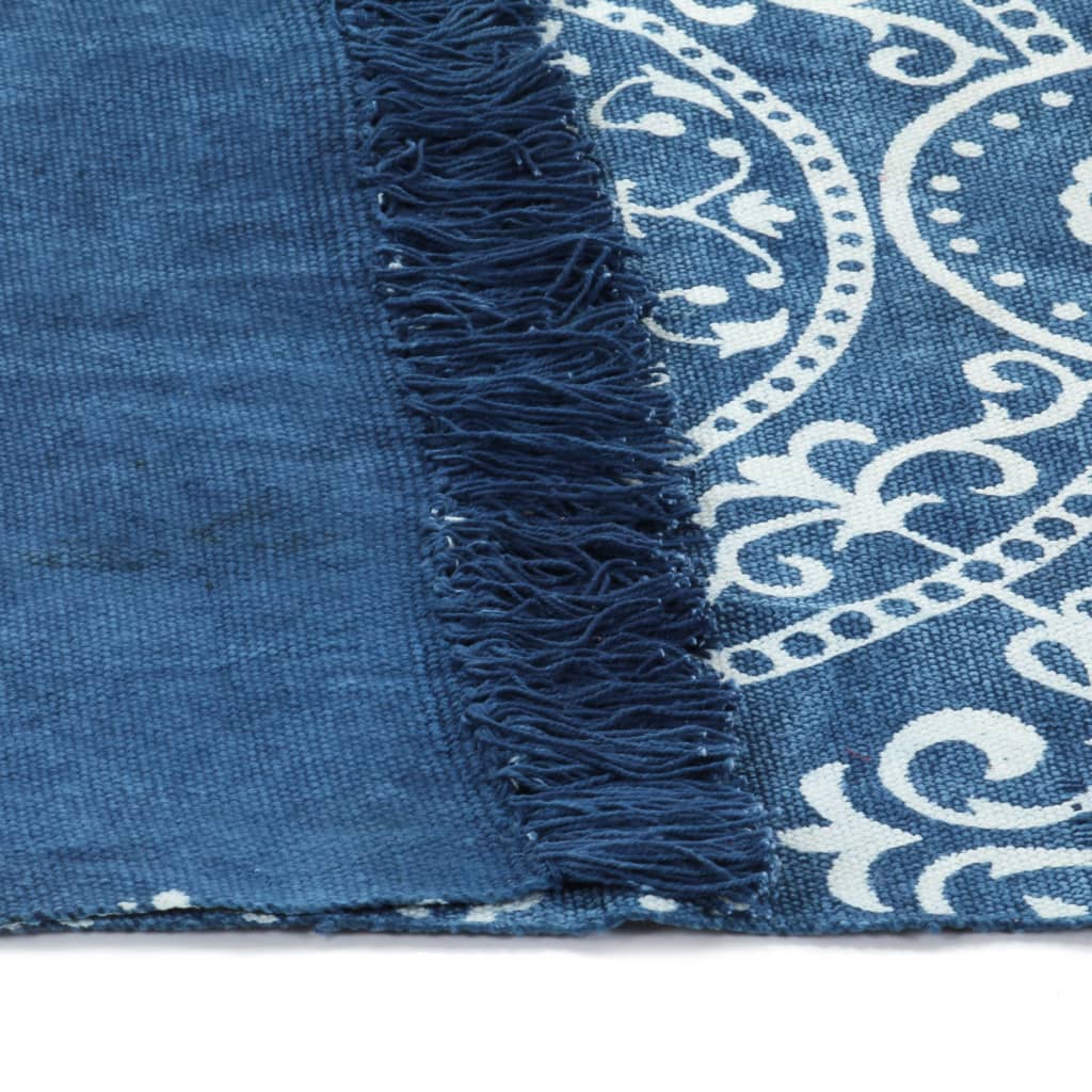 Berkfield Kilim Rug Cotton 120x180 cm with Pattern Blue