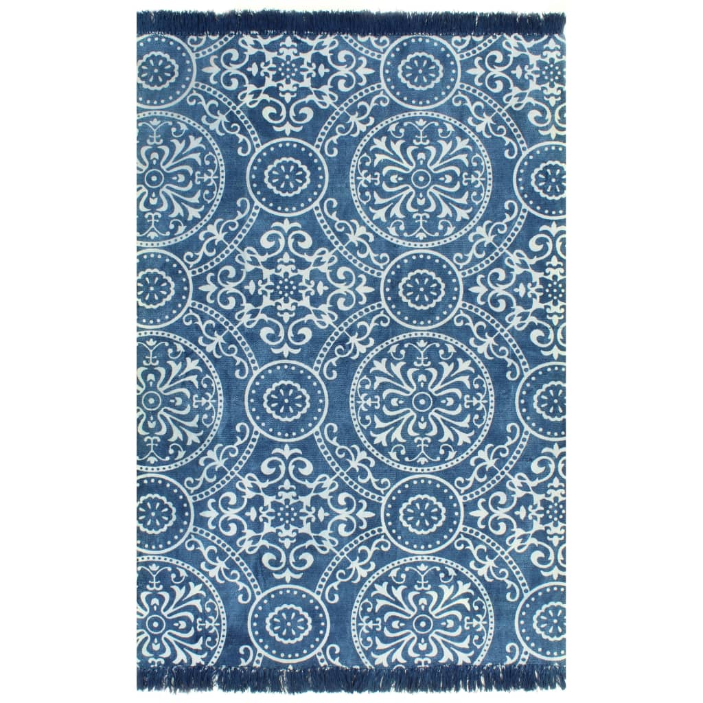 Berkfield Kilim Rug Cotton 160x230 cm with Pattern Blue