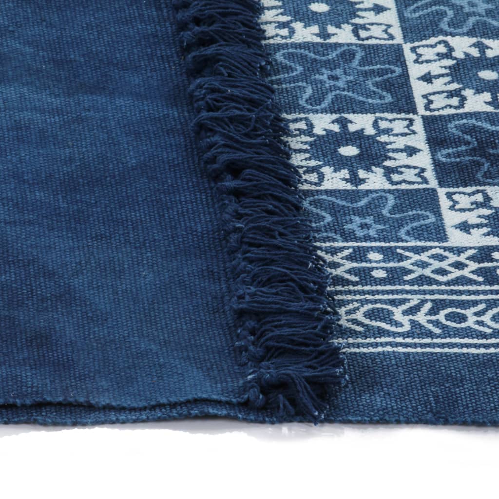 Berkfield Kilim Rug Cotton 160x230 cm with Pattern Blue