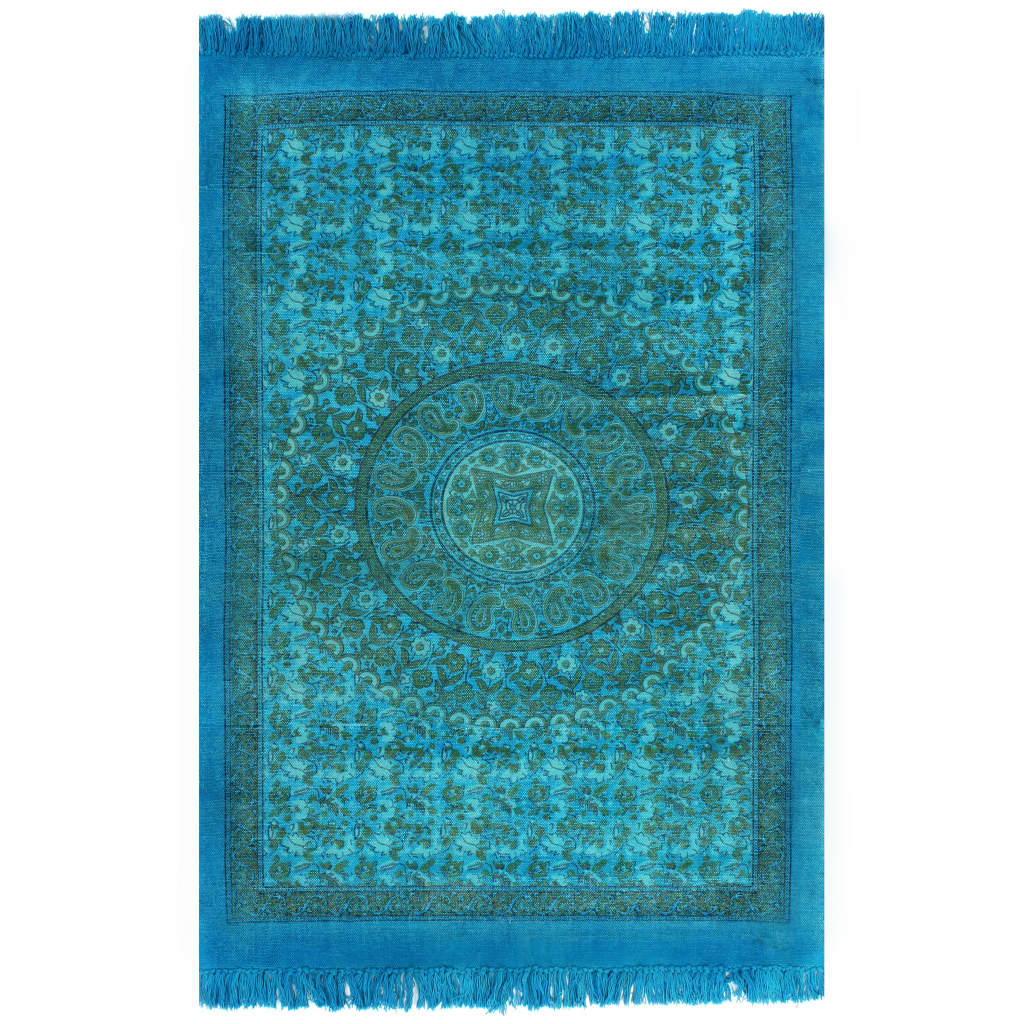 Berkfield Kilim Rug Cotton 120x180 cm with Pattern Turquoise