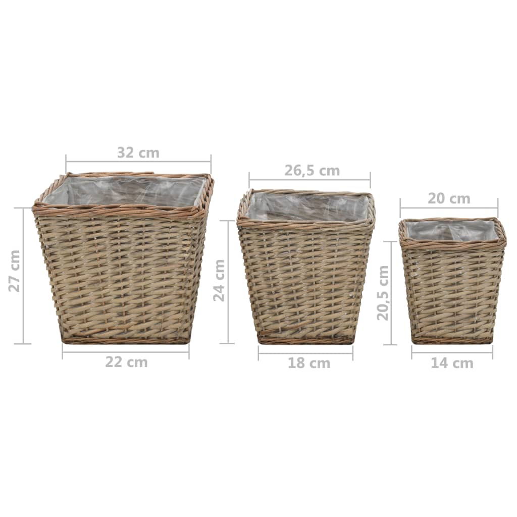 Berkfield Raised Bed 3 pcs Wicker with PE Lining