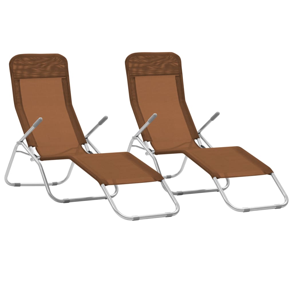 Berkfield Folding Sun Loungers 2 pcs Textilene Taupe