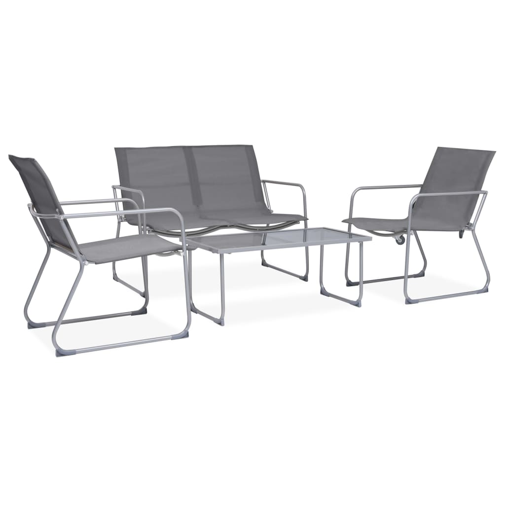Berkfield 4 Piece Garden Lounge Set Fabric & Steel Grey