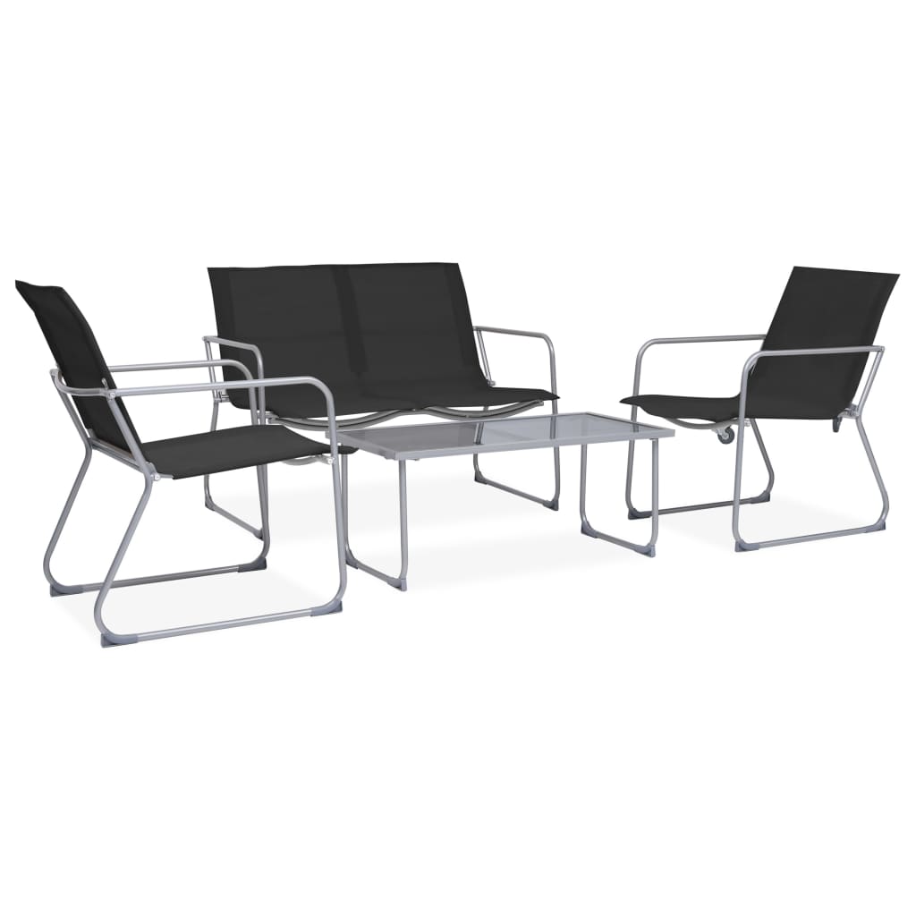 Berkfield 4 Piece Garden Lounge Set Fabric & Steel Black