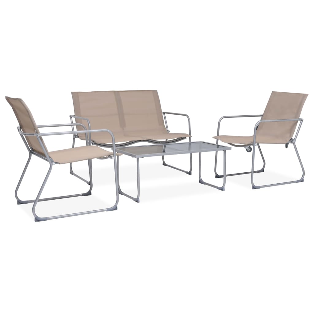 Berkfield 4 Piece Garden Lounge Set Fabric & Steel Taupe