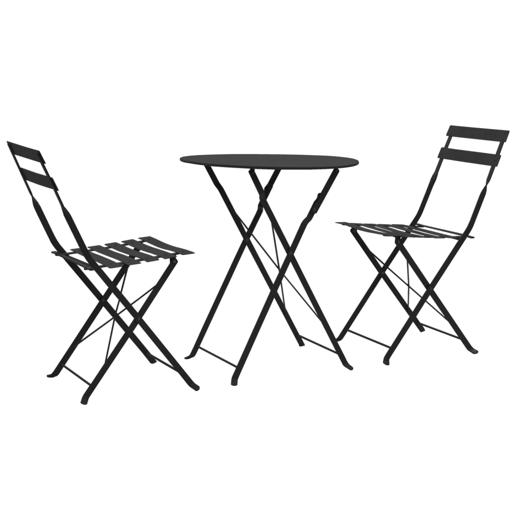 Berkfield 3 Piece Bistro Set Steel Black