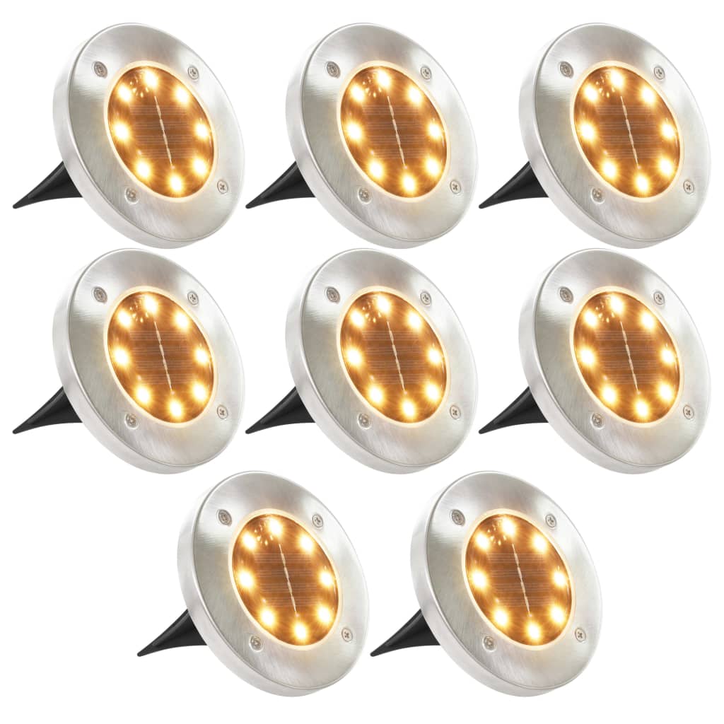 Berkfield Solar Ground Lights 8 pcs LED Lights Warm White