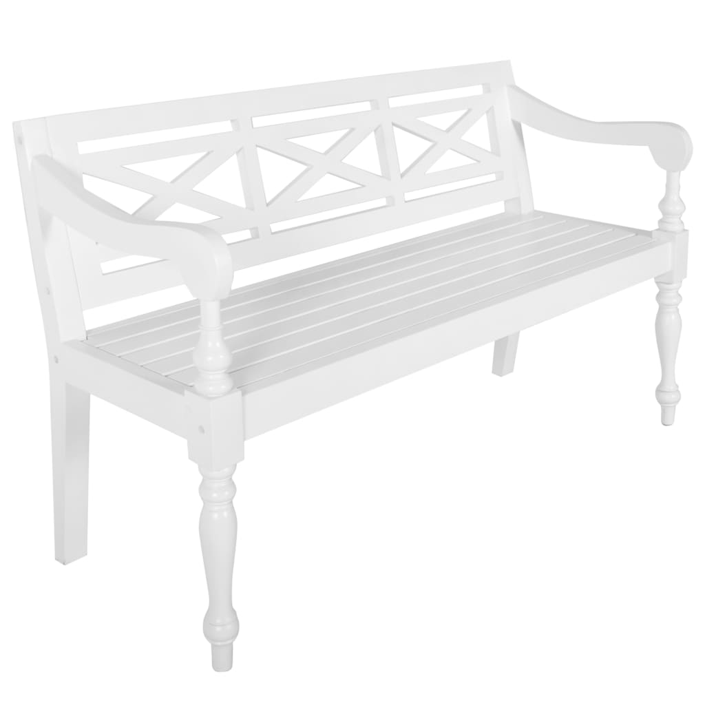 Berkfield Batavia Bench 136 cm Solid Mahogany Wood White