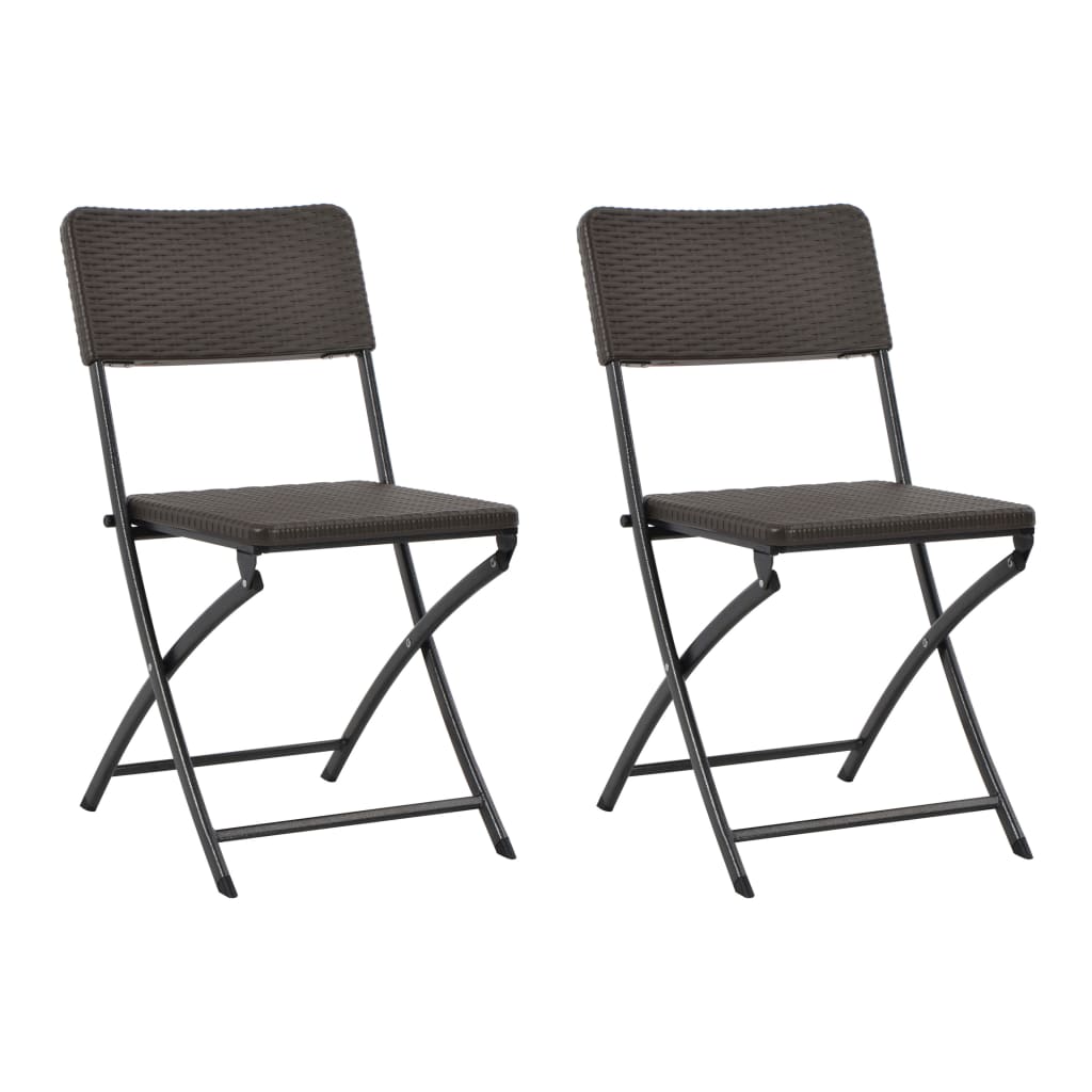 Berkfield Folding Garden Chairs 2 pcs HDPE and Steel Brown
