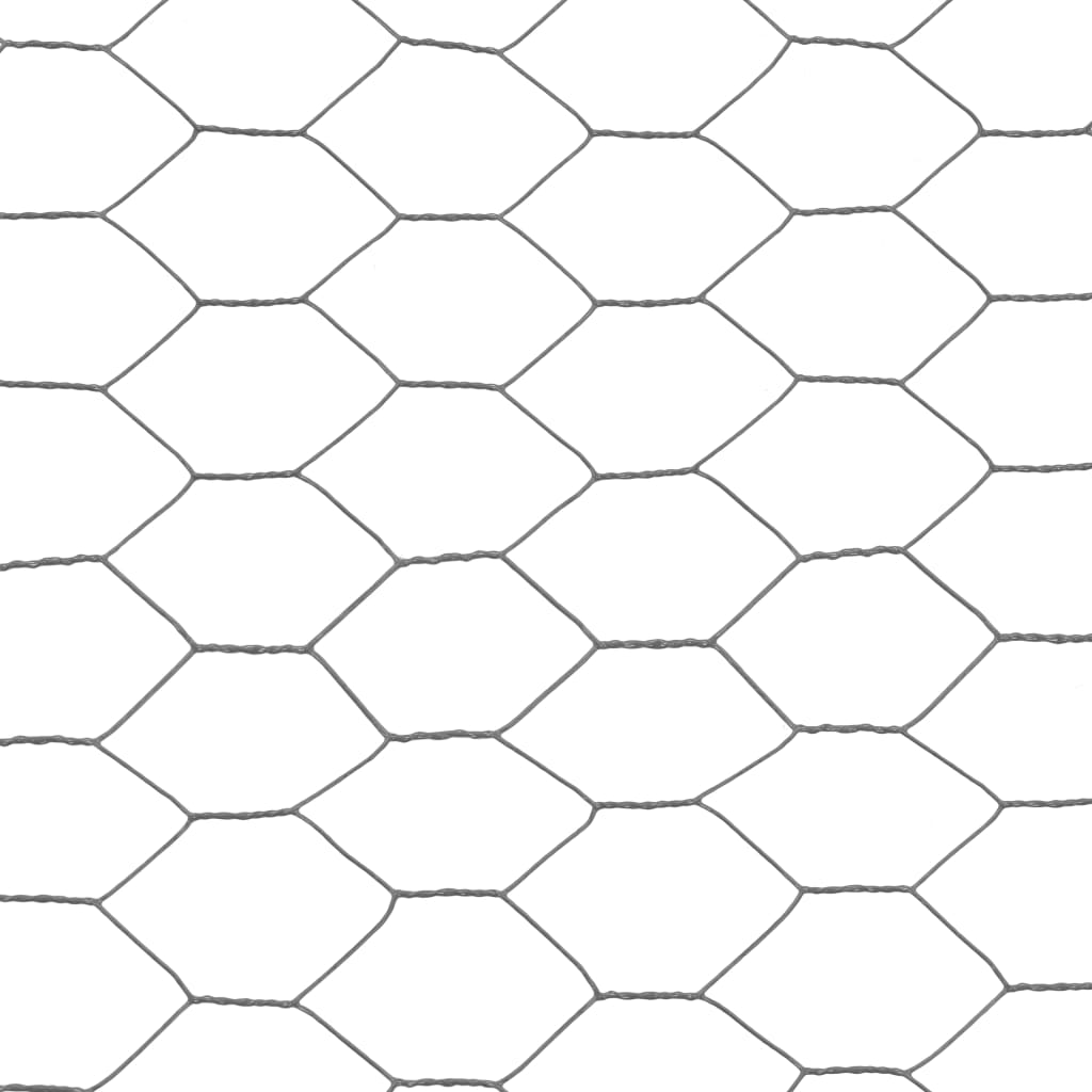 Berkfield Chicken Wire Fence Steel with PVC Coating 25x0.5 m Grey