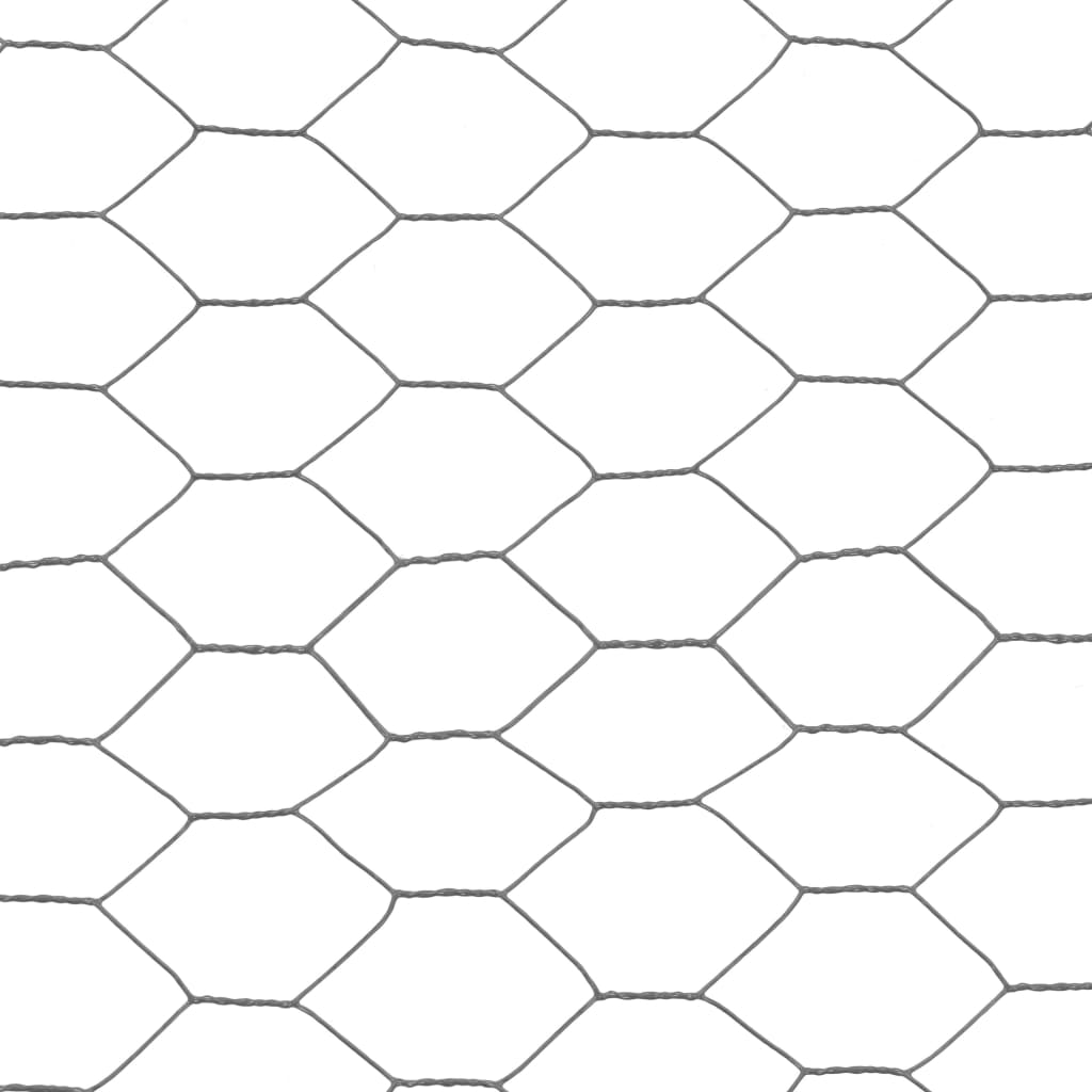 Berkfield Chicken Wire Fence Steel with PVC Coating 25x1.2 m Grey