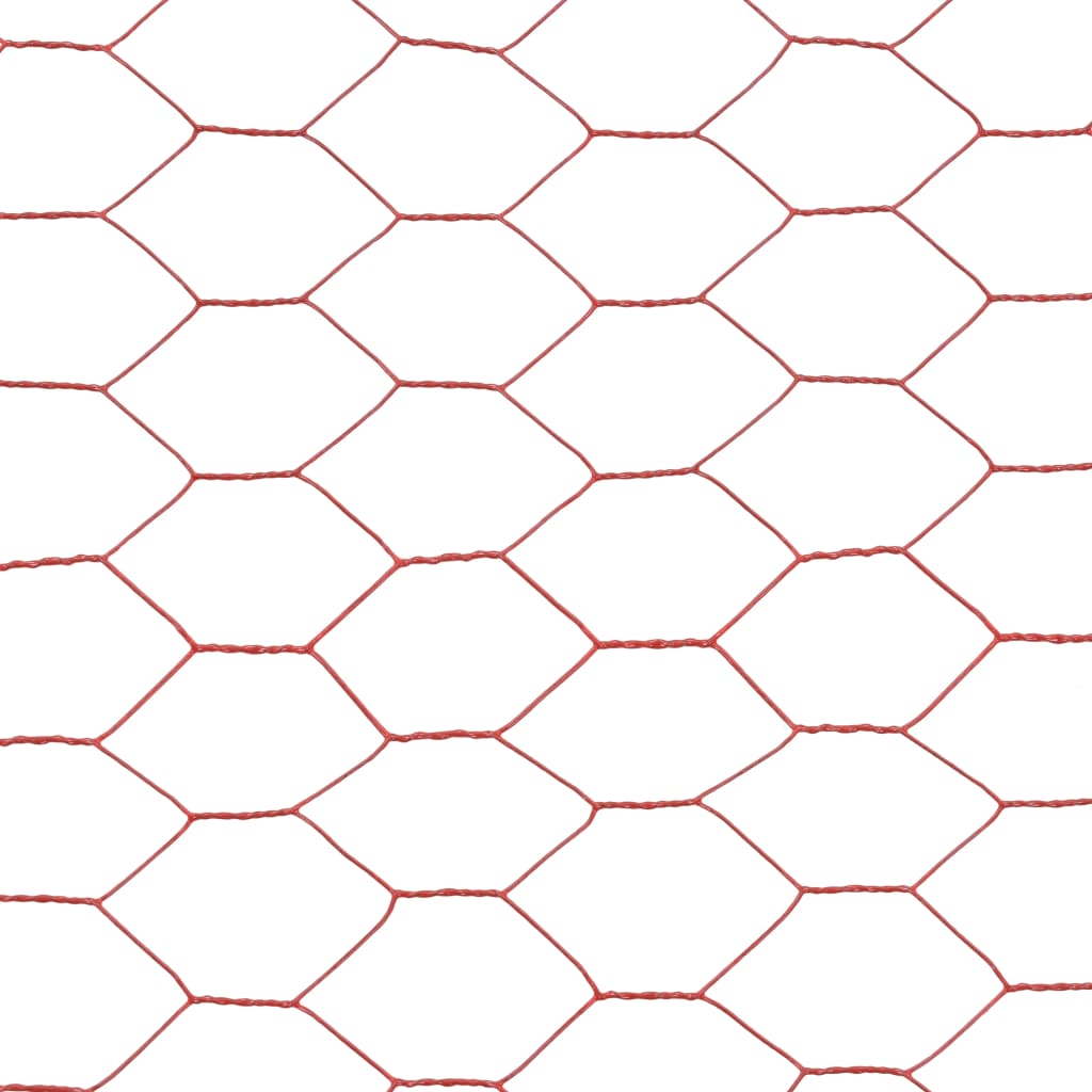 Berkfield Chicken Wire Fence Steel with PVC Coating 25x0.5 m Red
