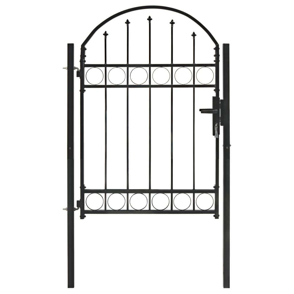 Berkfield Fence Gate with Arched Top Steel 100x125 cm Black