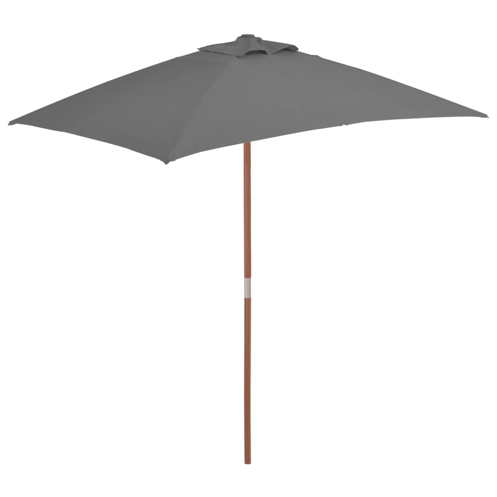 Berkfield Outdoor Parasol with Wooden Pole 150x200 cm Anthracite