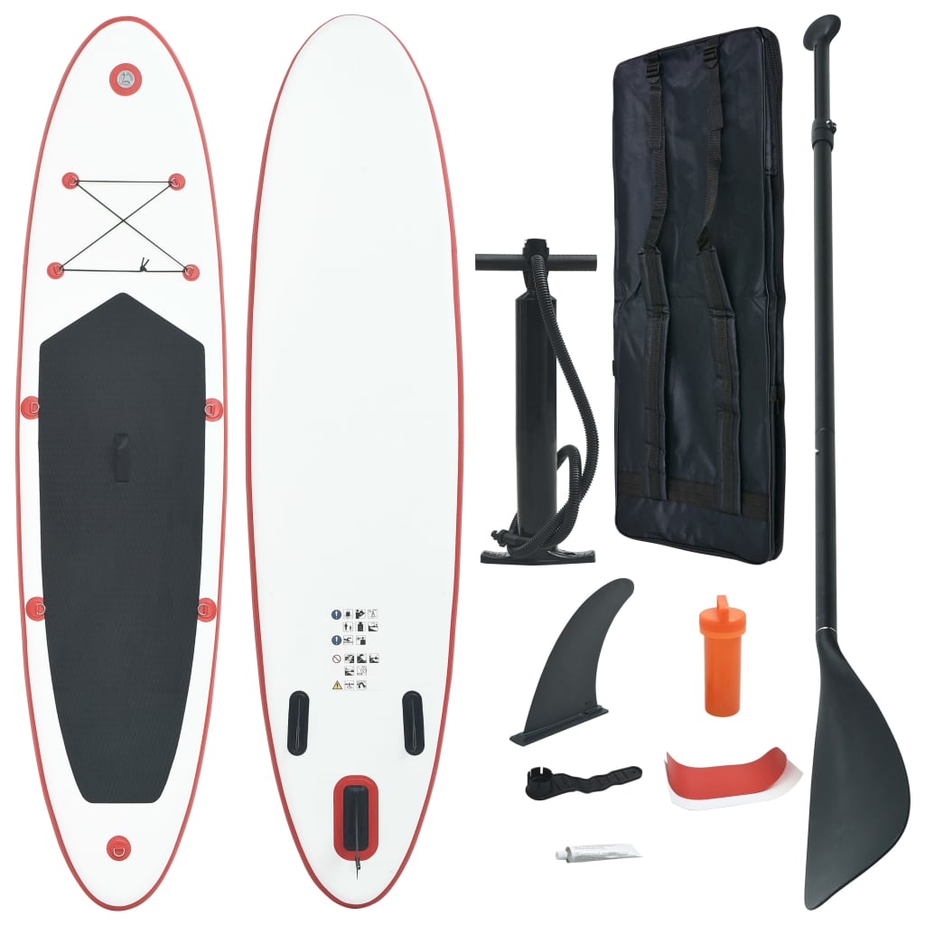 Berkfield Inflatable Stand Up Paddleboard Set Red and White