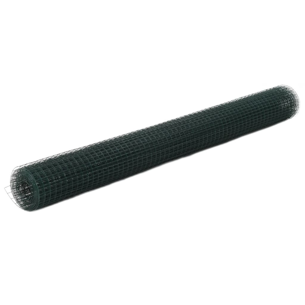 Berkfield Chicken Wire Fence Steel with PVC Coating 10x1.5 m Green
