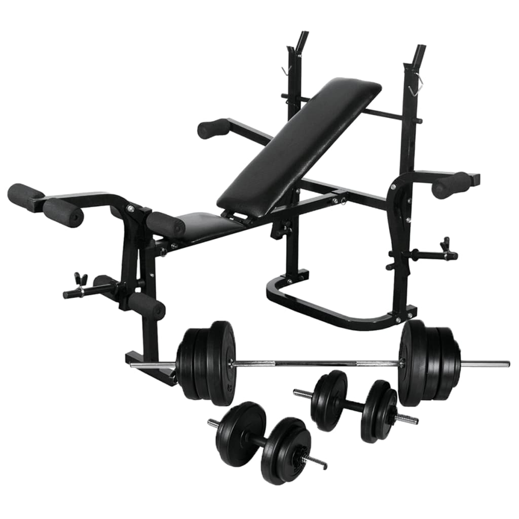 Berkfield Weight Bench with Weight Rack, Barbell and Dumbbell Set 60.5kg