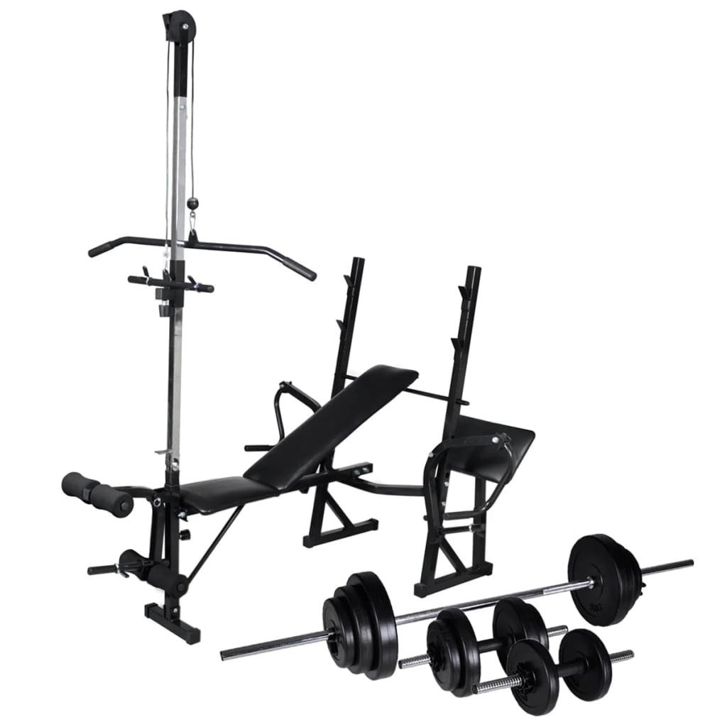 Berkfield Workout Bench with Weight Rack, Barbell and Dumbbell Set 30.5kg