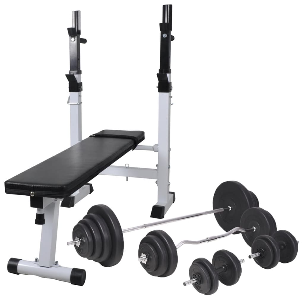 Berkfield Workout Bench with Weight Rack, Barbell and Dumbbell Set 120 kg