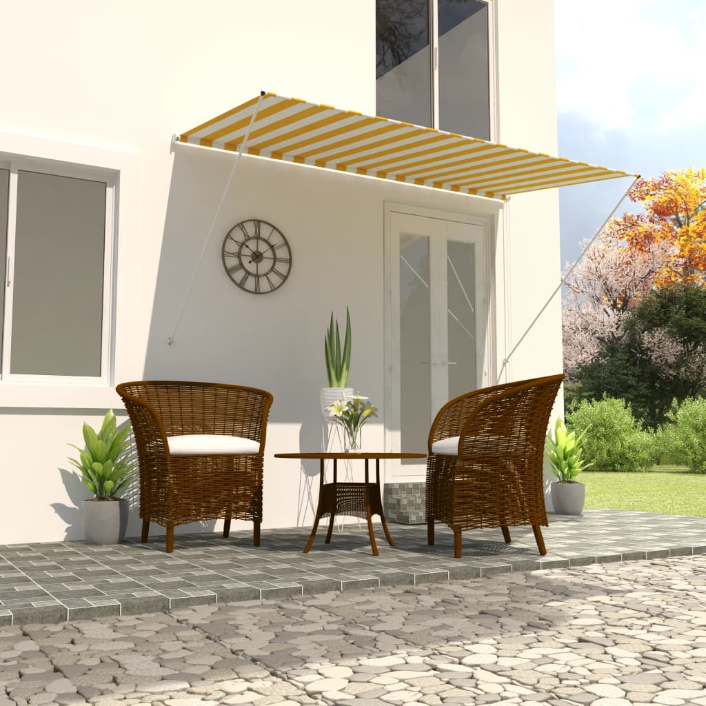Berkfield Retractable Awning 250x150 cm Yellow and White
