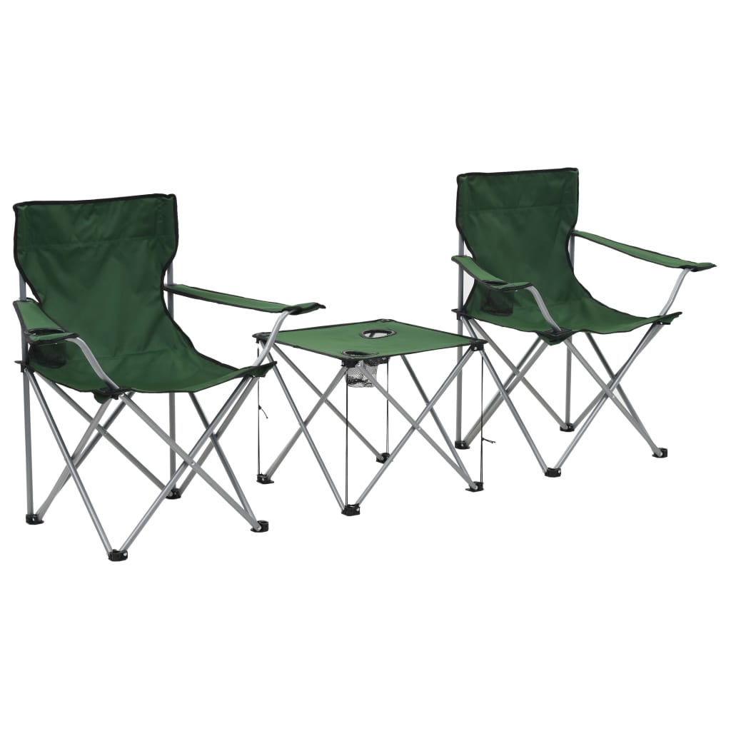 Berkfield Camping Table and Chair Set 3 Pieces Green