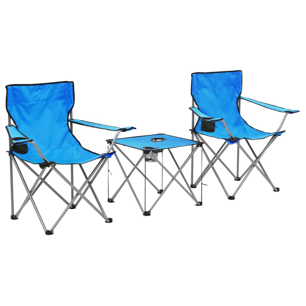 Berkfield Camping Table and Chair Set 3 Pieces Blue