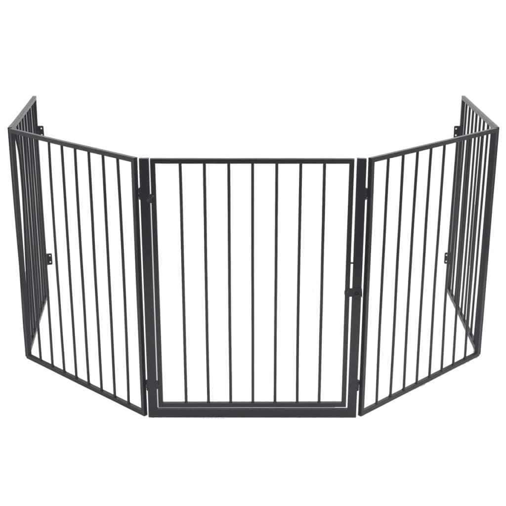 Berkfield Fireplace Fence for Pets Black Steel
