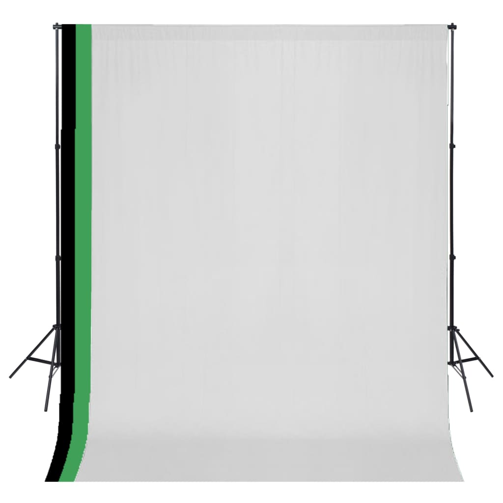 Berkfield Photo Studio Kit with 3 Cotton Backdrops Adjustable Frame 3x3m