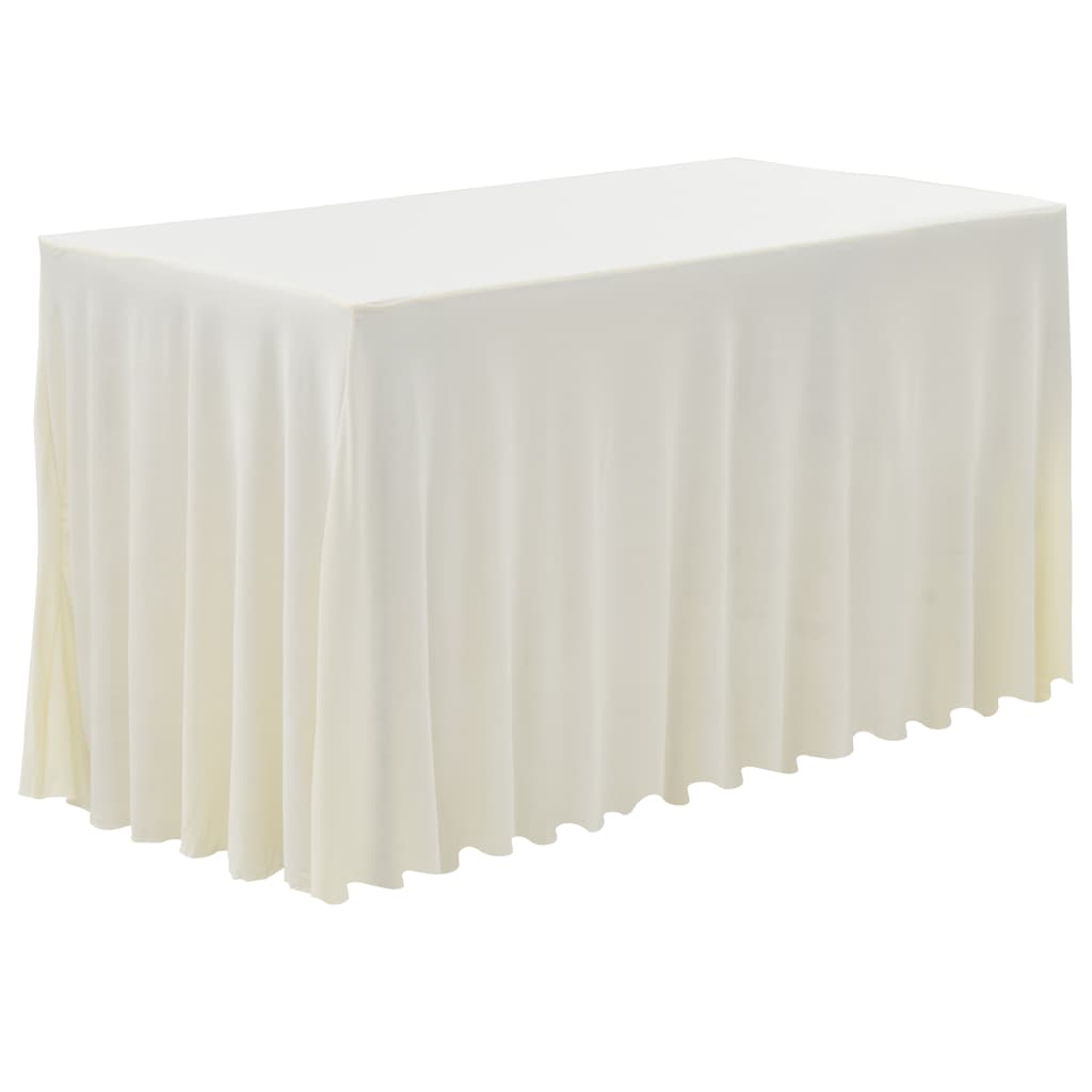 Berkfield 2 pcs Table Covers with Skirt Stretch 120x60.5x74 cm Cream