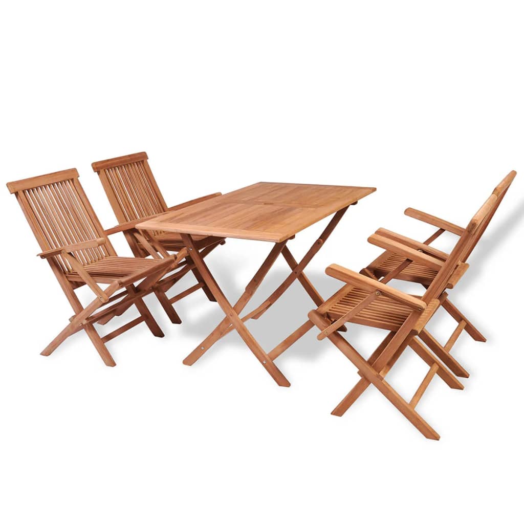 Berkfield 5 Piece Garden Dining Set Solid Teak Wood