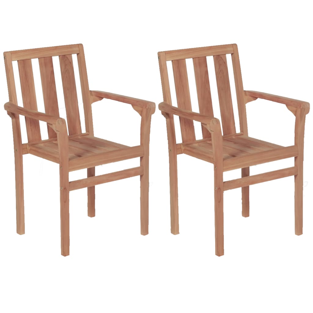 Berkfield Stacking Garden Chairs 2 pcs Solid Teak Wood